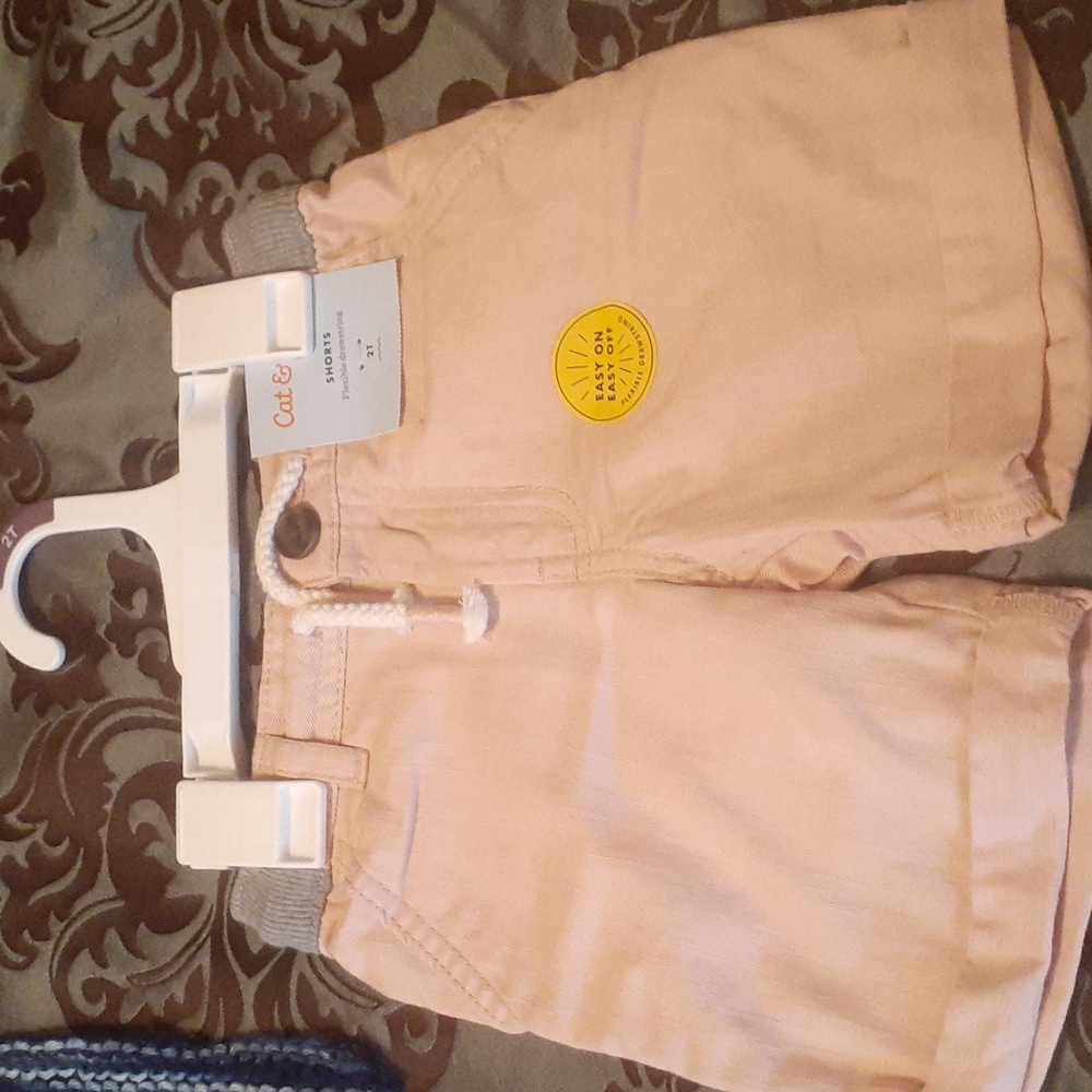 Cat & Jack Toddler Girls Shorts 2T Peach Pink Drawstring NWT